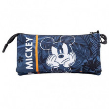 imagen 1 de portatodo triple mickey mouse azul 11x23.5x5cm