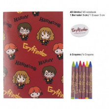 imagen 3 de set de papelería escolar harry potter gryffindor