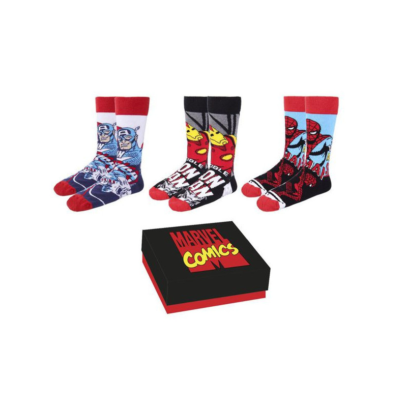 Imagen calcetines marvel 3 piezas talla única 40-46 box