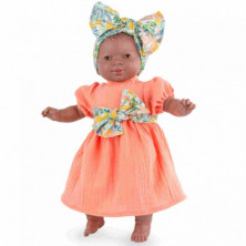 Imagen bebé maría 45cm estuche vestido naranja