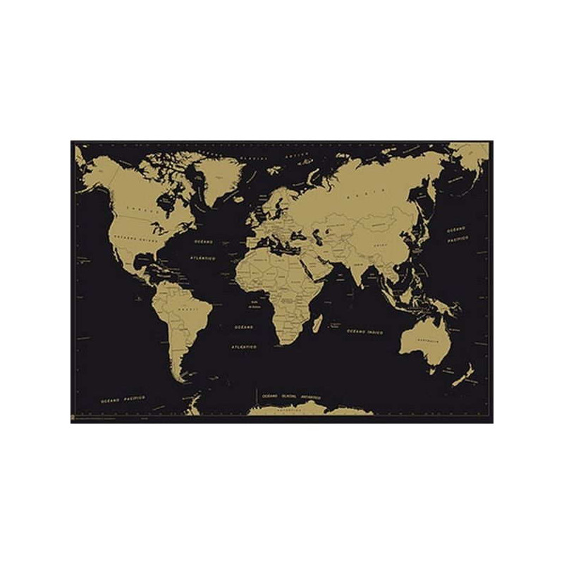 Imagen poster mapa mundo es politico metalizado deco