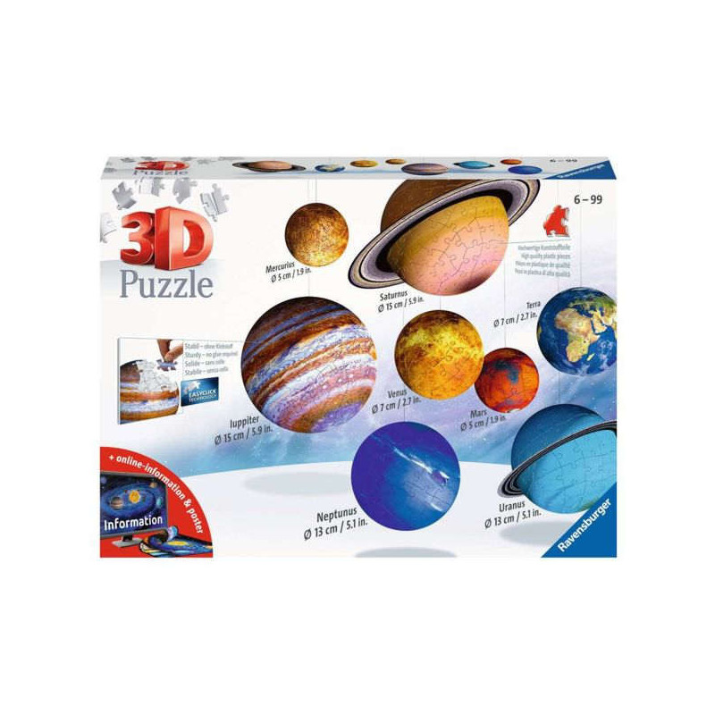 Imagen puzle 3d el sistema planetario 540 piezas Imagen puzle 3d el sistema planetario 540 piezas
