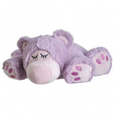 Imagen peluche térmico oso púrpura microondas y nevera