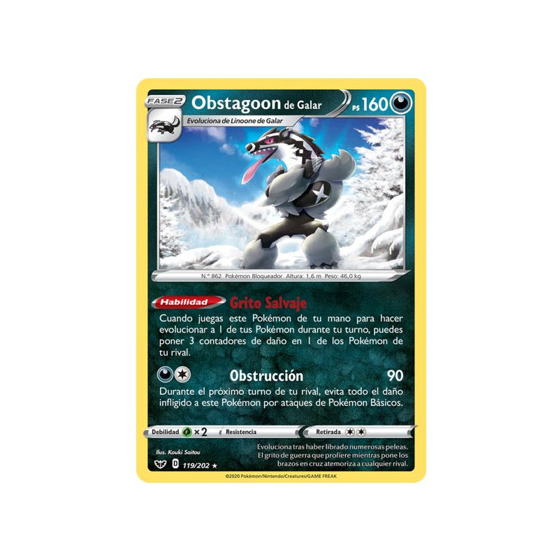 Imagen carta obstagoon de galar juego de cartas pokemon