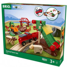 Imagen brio set ferroviario de granja con ganado