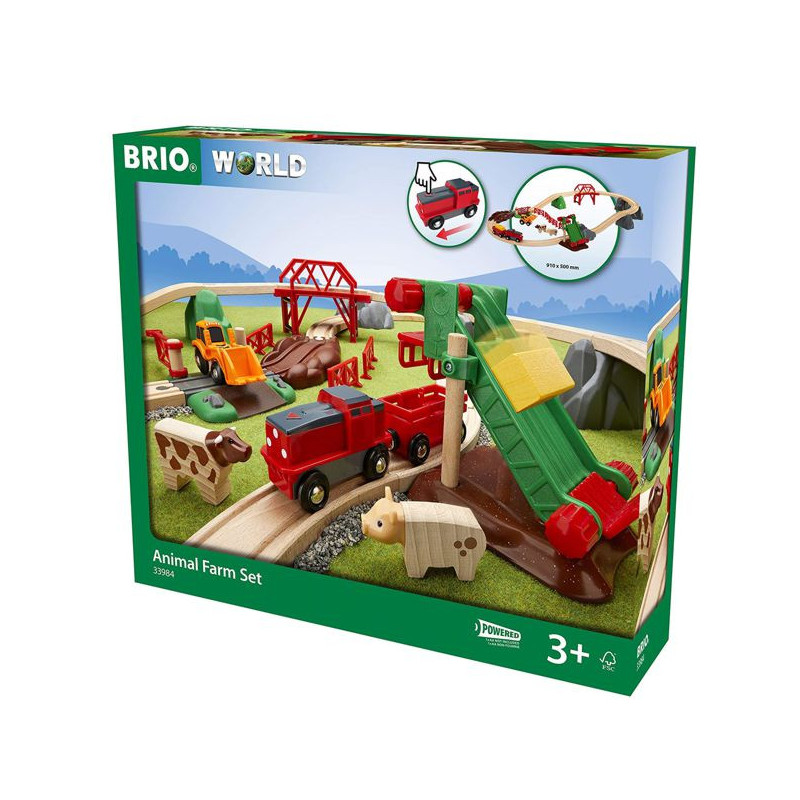 Imagen brio set ferroviario de granja con ganado