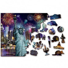 imagen 1 de puzzle de madera natural new york by night xl