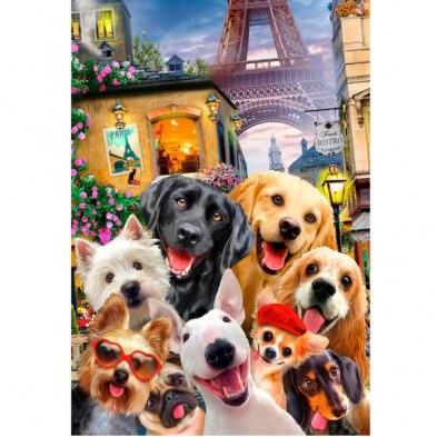 Imagen puzzle de madera puppies in paris -m-