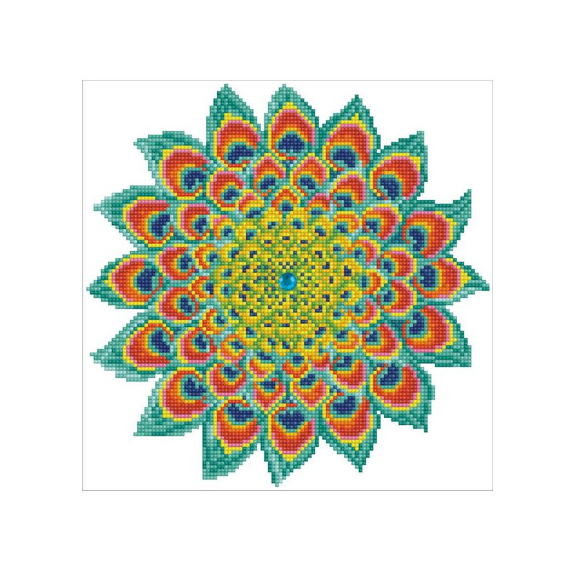 Imagen cuadro peacock mandala - pintura con diamantes