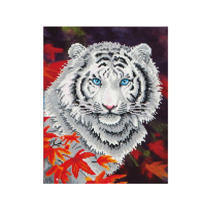 Imagen cuadro white tiger in autumn  - pintura con diaman