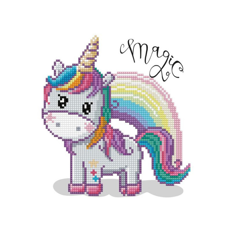 Imagen cuadro unicornio mágico - pintura con diamantes