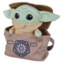 Imagen peluche baby yoda en bolso 25cm