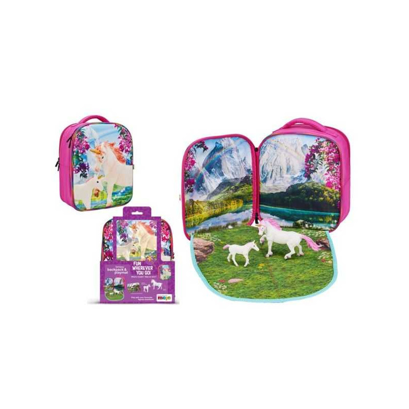 Imagen mochila unicornios 3d junior con 3 figuras