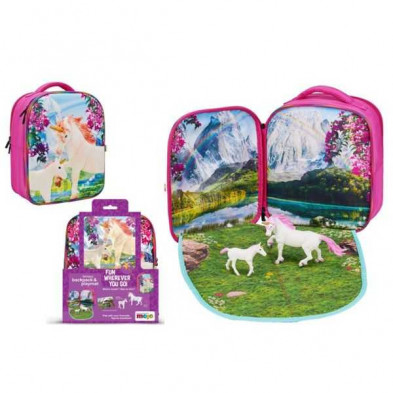 Imagen mochila unicornios 3d junior con 3 figuras