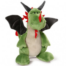 Imagen peluche dragón verde sentado jags rojos 30cm