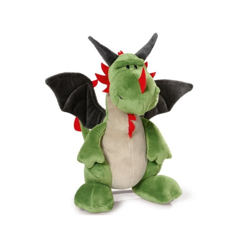 Imagen peluche dragón verde sentado jags rojos 30cm