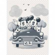 Imagen cuadro de lona mickey y minnie en coche 30x40cm