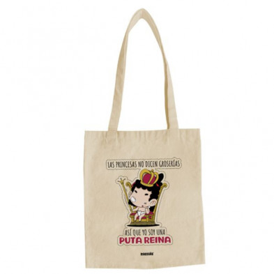 Imagen tote bag bolsa de tela puta reina malasaña