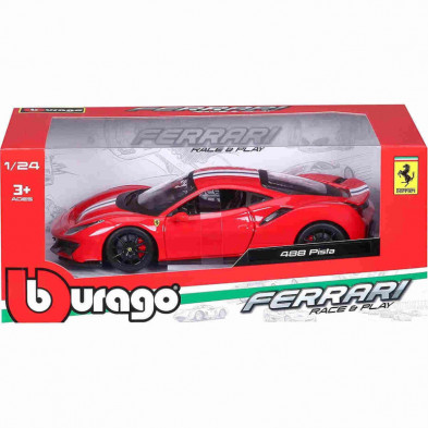 imagen 4 de ferrari 488 pista race & play rojo 1/24 bburago