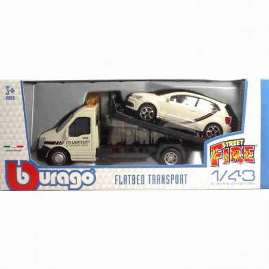 imagen 1 de grúa y coche vw polo gti mark 5 blanco 1/43 bburag