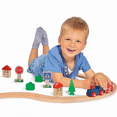 imagen 3 de conjunto pista con tren de madera eichhorn