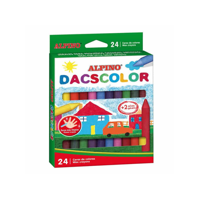 Imagen estuche 24 ceras de colores dacscolor alpino