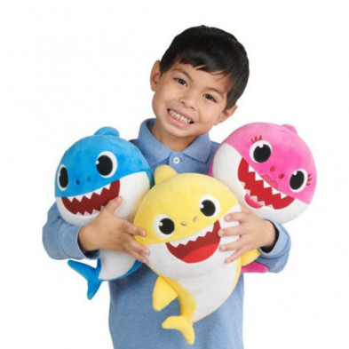 imagen 2 de peluche baby shark rosa 10cm con sonido