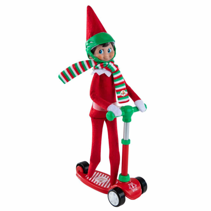 Imagen elfos en acción - patinete y casco - the elf in th