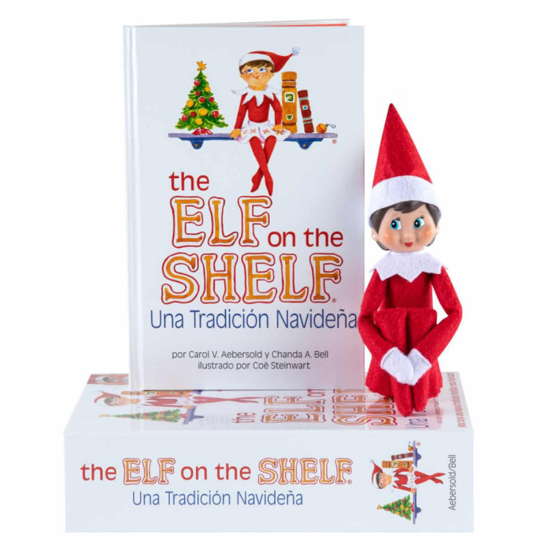 Imagen muñeco elfo niña y cuento - the elf on the shelf