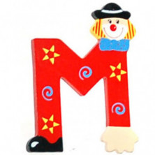 Imagen letra infantil madera payaso m