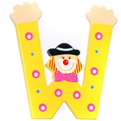 Imagen letra infantil madera payaso w