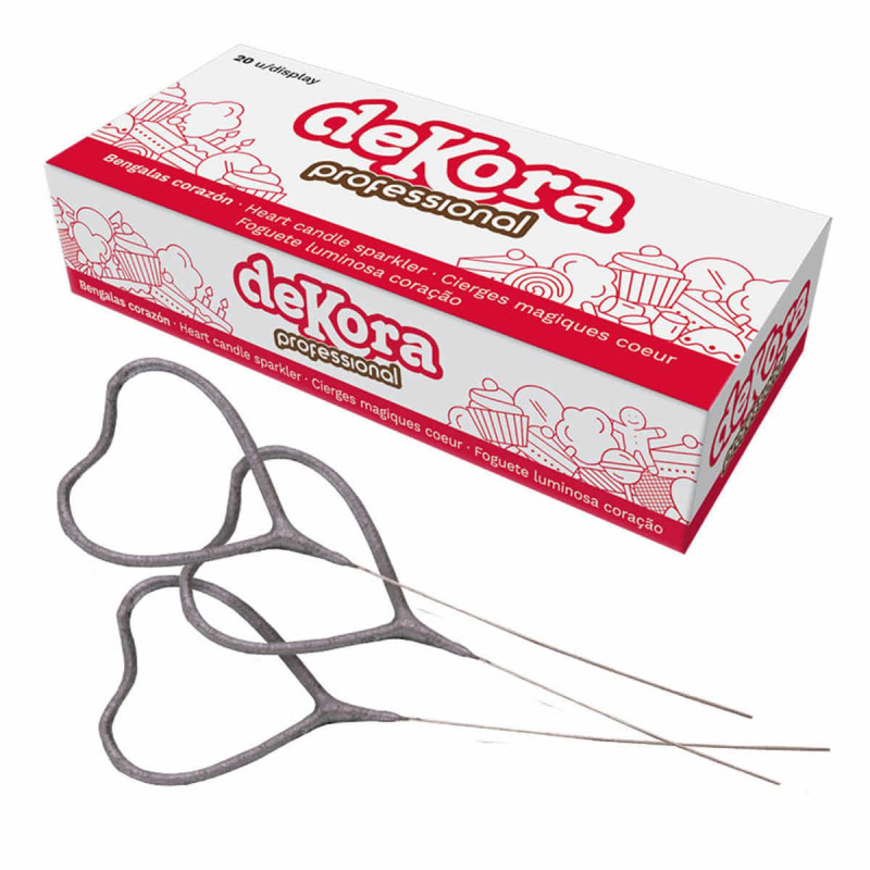 Imagen caja 20 bengalas corazón 14cm Imagen caja 20 bengalas corazón 14cm