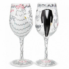 Imagen estuche 2 copas de vino bride & groom lolita