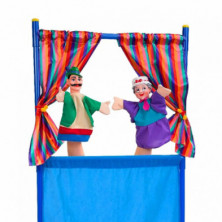 Imagen teatro marioneta con 4 personajes 70x40cm