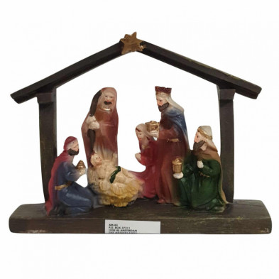 Imagen nacimiento casita resina 6 figuras 20