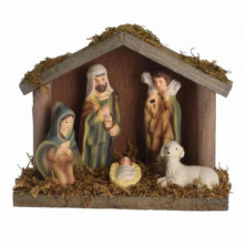 Imagen nacimiento casita porcelana 5 figuras 14x5