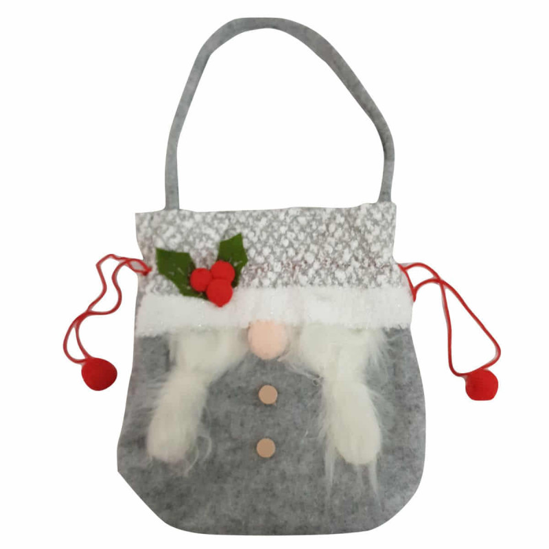 Imagen bolsa navideña con gnomo coletas 22x18cm asa 38cm Imagen bolsa navideña con gnomo coletas 22x18cm asa 38cm