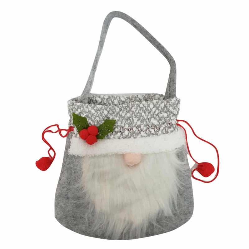 Imagen bolsa navideña con gnomo barba 22x18cm asa 38cm Imagen bolsa navideña con gnomo barba 22x18cm asa 38cm