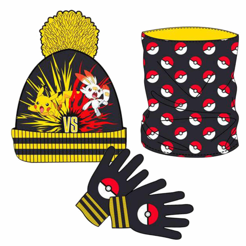 Imagen set gorro braga cuello y guantes - pokémon