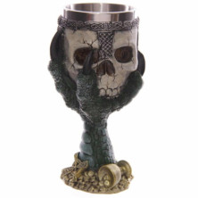 Imagen copa decorativa calavera y garra de dragón verde