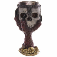 Imagen copa decorativa calavera y garra de dragón rojo