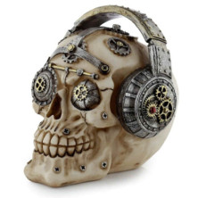 imagen 1 de figura calavera decorativa steampunk con auricular