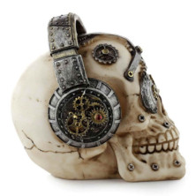 imagen 2 de figura calavera decorativa steampunk con auricular