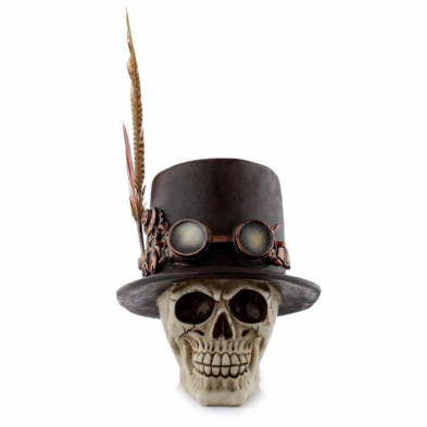 imagen 1 de figura calavera decorativa steampunk con sombrero