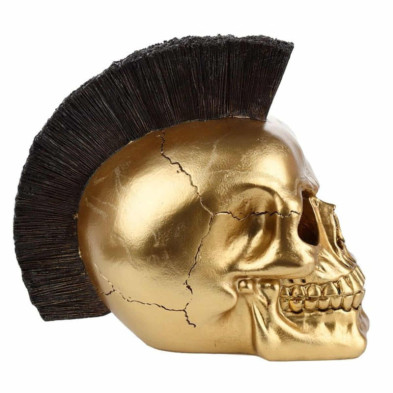 imagen 2 de figura calavera decorativa con cresta pink dorada