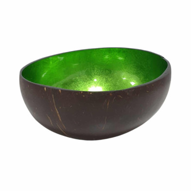 imagen 2 de cuenco de cáscara de coco verde metalizado