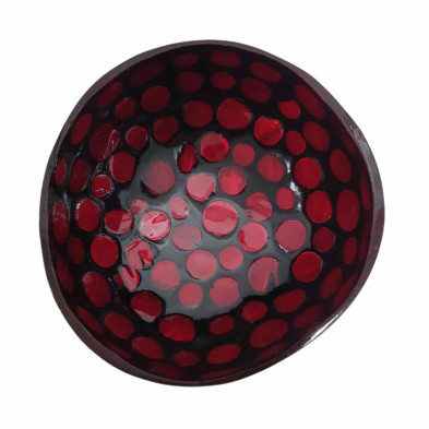 imagen 1 de cuenco de cáscara de coco lunares rojos