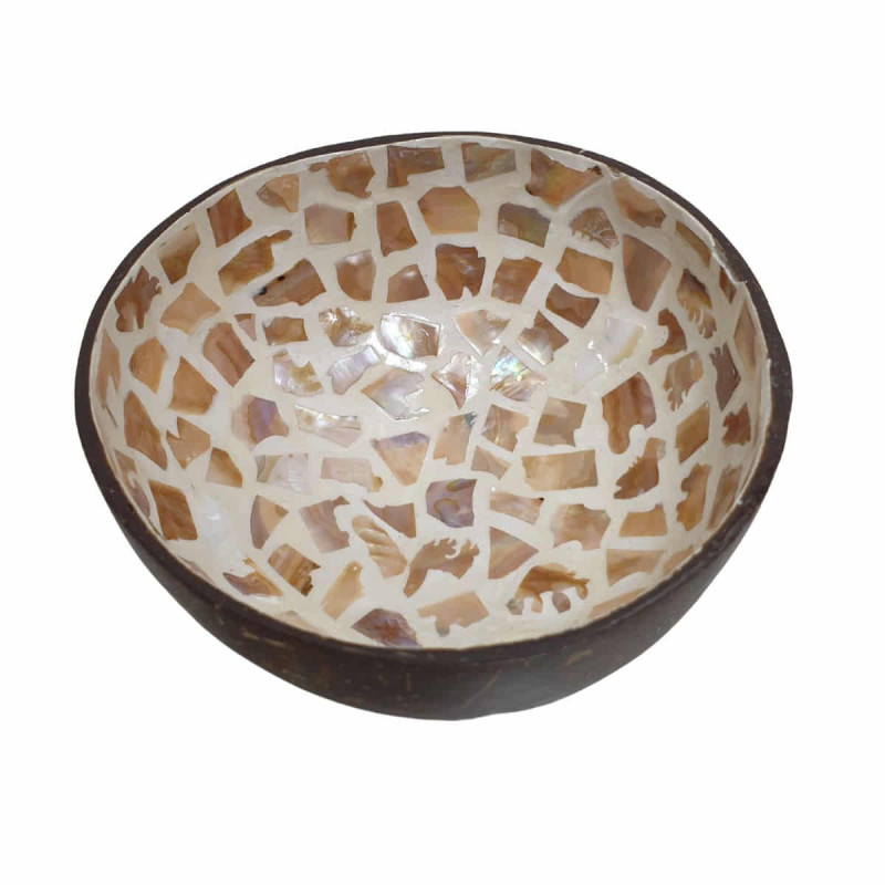 Imagen cuenco de cáscara de coco craqueado marron Imagen cuenco de cáscara de coco craqueado marron