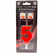 DUO CANDLE FLARE NÚMERO 5 VERMELHO - ALTURA 6,7CM