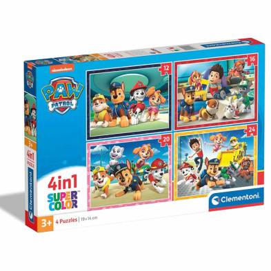 Imagen puzzle paw patrol 4 en 1 de 12 a 24 piezas clement